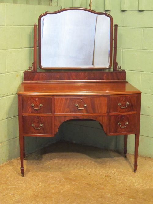 fig 3. Antique Edwardian Mahogany 3 Piece Bedroom Suite, Wardrobe,Dressing Table,Chest of Drawers c1900