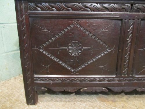 fig 1. Antique Early 18th Century Carved Oak Coffer C1740