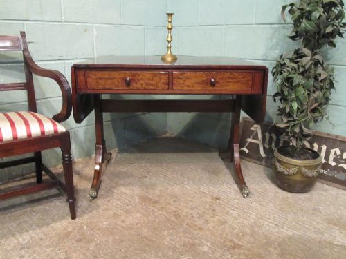 Antique Regency Mahogany Inlaid Drop Leaf Sofa Table C1820