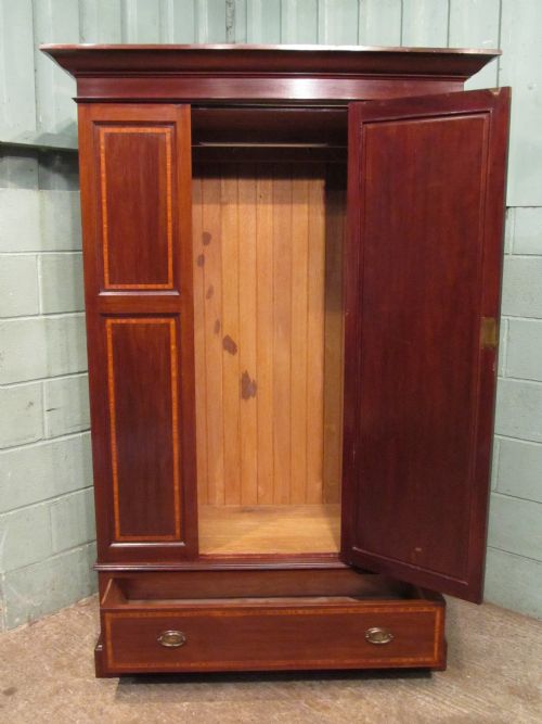 fig 2. Antique Edwardian Inlaid Mahogany Single Wardrobe c1900