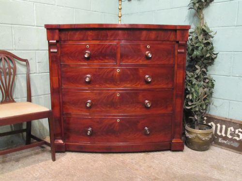 Antique Victorian Mahogany Bow Fronted Scotch Chest of Drawers C1860