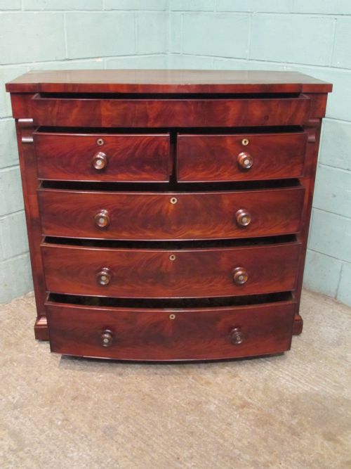 fig 2. Antique Victorian Mahogany Bow Fronted Scotch Chest of Drawers c1860