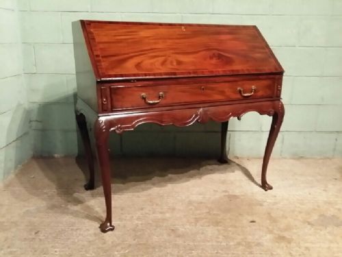 Antique Late Victorian Flamed Mahogany Writing Bureau C1890