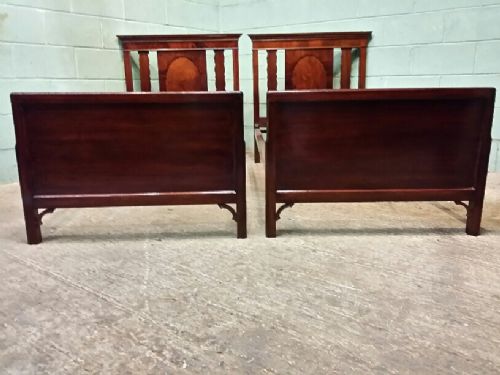 Antique Edwardian Pair Mahogany Single Beds C1900
