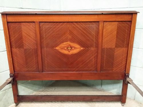 fig 1. ANTIQUE EDWARDIAN MAHOGANY INLAID PARQUETRY DOUBLE BED C1900
