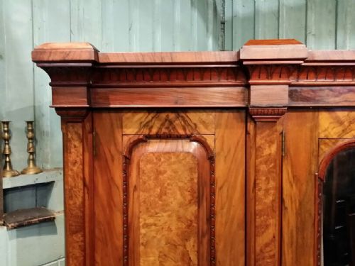 fig 1. ANTIQUE LARGE BURR WALNUT TRIPLE WARDROBE COMPACTUM C1880