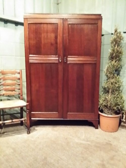 Antique Edwardian Oak Gents  Wardrobe Compactum C1900