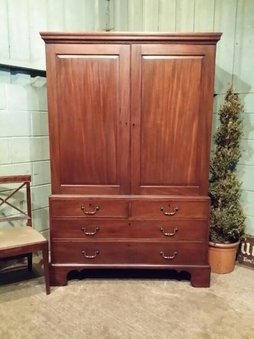 Antique Regency Mahogany Clothes Press Wardrobe C1820