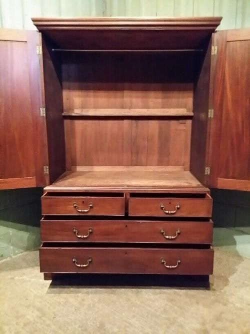 fig 2. ANTIQUE REGENCY MAHOGANY CLOTHES PRESS WARDROBE C1820