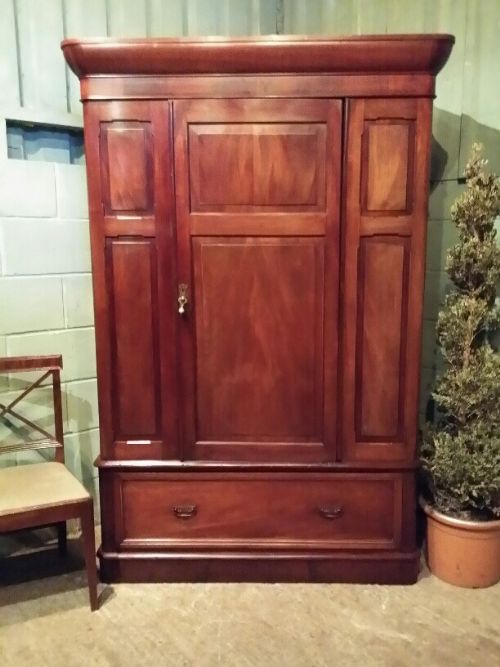 Antique Victorian Mahogany Double Wardrobe C1880