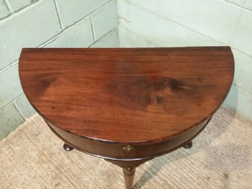 fig 1. ANTIQUE GEORGIAN MAHOGANY DEMI LUNE SILVER TABLE C1780