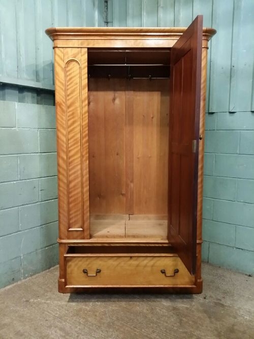 fig 2. ANTIQUE VICTORIAN SATINWOOD DOUBLE WARDROBE C1880