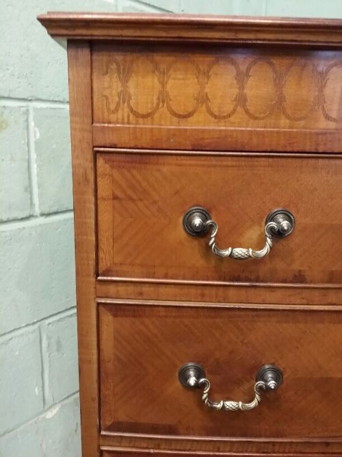 fig 2. MAPLE AND CO. WALNUT BOW FRONT CHEST OF DRAWERS C1920