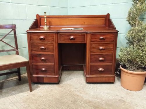 Antique Victorian Mahogany Twin Pedestal Desk C1880