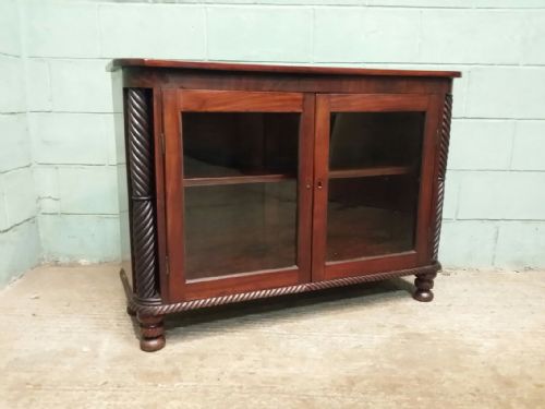 Antique William 1v Mahogany Glazed Bookcase Cabinet C1830