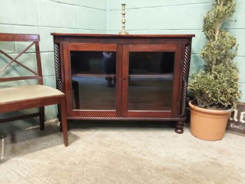 fig 1. ANTIQUE WILLIAM 1V MAHOGANY GLAZED BOOKCASE CABINET C1830