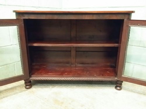 fig 2. ANTIQUE WILLIAM 1V MAHOGANY GLAZED BOOKCASE CABINET C1830
