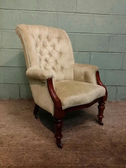 Antique Victorian Mahogany Roll Back Armchair C1880