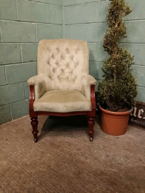 fig 1. ANTIQUE VICTORIAN MAHOGANY ROLL BACK ARMCHAIR C1880