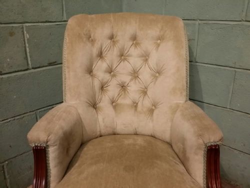 fig 2. ANTIQUE VICTORIAN MAHOGANY ROLL BACK ARMCHAIR C1880