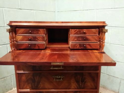 fig 2. ANTIQUE MAHOGANY BEIDERMEIER SECRETAIRE CHEST OF DRAWERS C1860