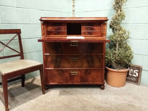 fig 1. ANTIQUE MAHOGANY BEIDERMEIER SECRETAIRE CHEST OF DRAWERS C1860