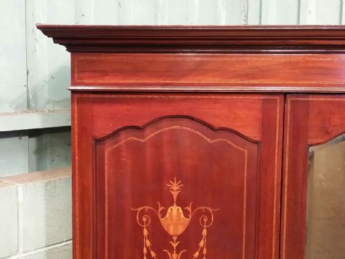 fig 2. ANTIQUE EDWARDIAN INLAID MAHOGANY DOUBLE WARDROBE C1900