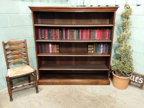 Antique Large Victorian Oak Open Bookcase C1880