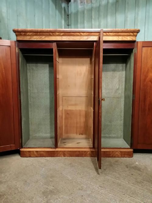 fig 2. ANTIQUE VICTORIAN SATIN BIRCH TRIPLE WARDROBE C1880