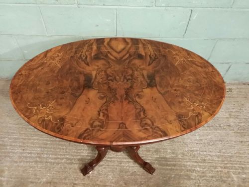 fig 1. ANTIQUE VICTORIAN BURR WALNUT INLAID CENTRE TABLE C1880