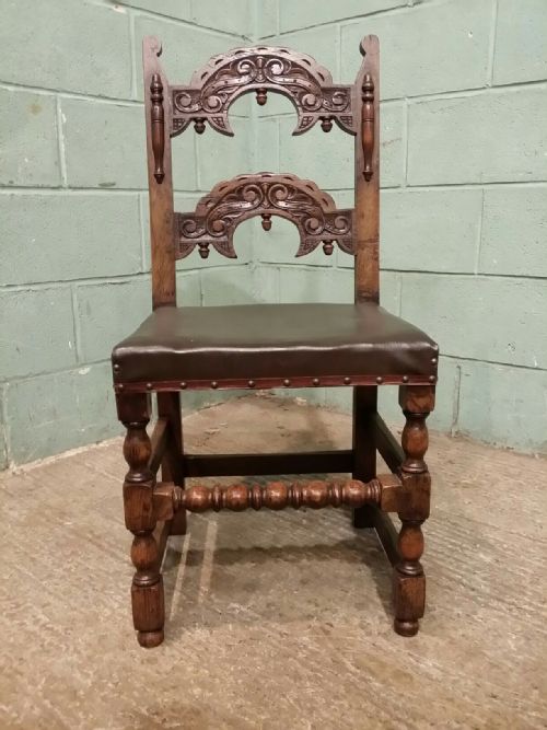 fig 2. ANTIQUE SET FOUR VICTORIAN CARVED OAK YORKSHIRE DINING CHAIRS. C1890