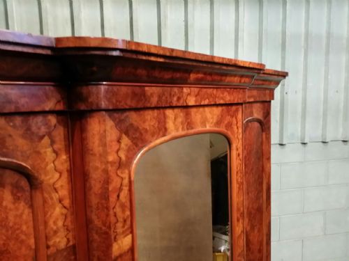 fig 2. ANTIQUE VICTORIAN BURR WALNUT BREAKFRONT TRIPLE WARDROBE C1880