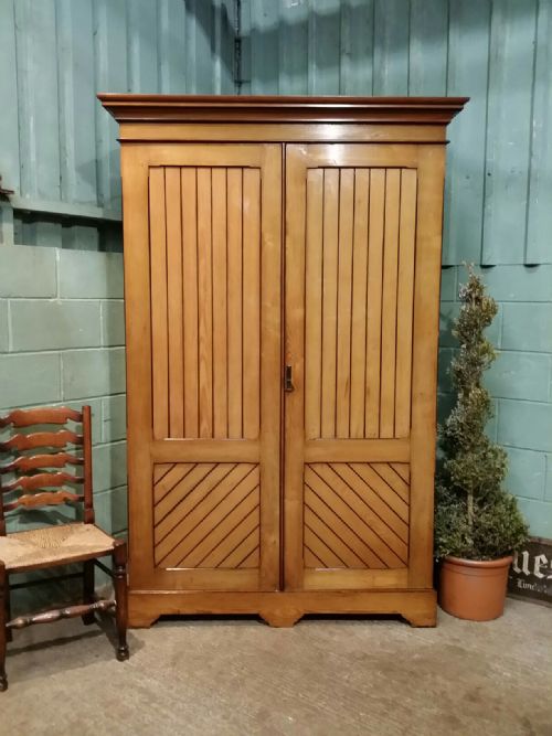 Antique Late Victorian Ash Double Wardrobe C1890