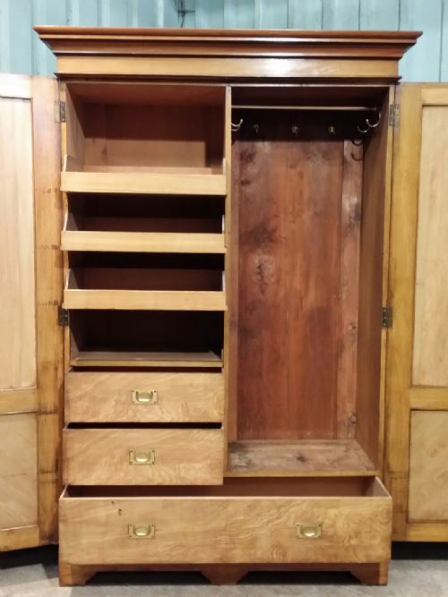 fig 2. ANTIQUE LATE VICTORIAN ASH DOUBLE WARDROBE C1890