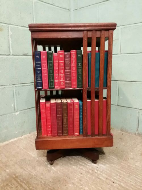 fig 1. ANTIQUE EDWARDIAN OAK REVOLVING BOOKCASE C1900