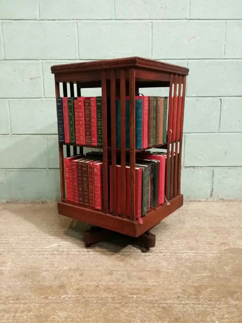 fig 2. ANTIQUE EDWARDIAN OAK REVOLVING BOOKCASE C1900