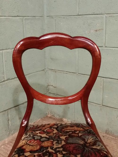 fig 1. ANTIQUE VICTORIAN SET SIX MAHOGANY BALLOON BACK CHAIRS C1880