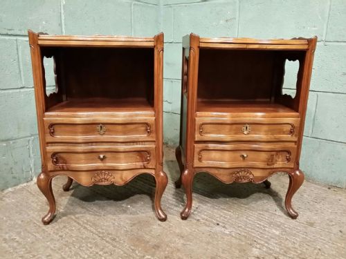 fig 1. ANTIQUE PAIR FRENCH WALNUT BEDSIDE CABINETS C1920