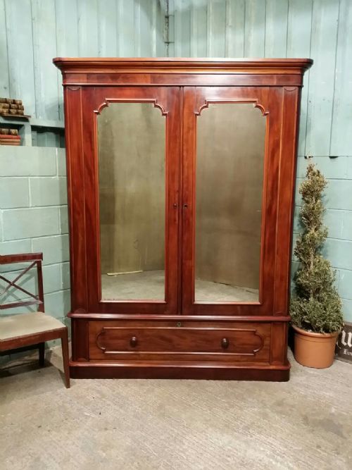 Antique Large Victorian Mahogany Double Wardrobe C1880
