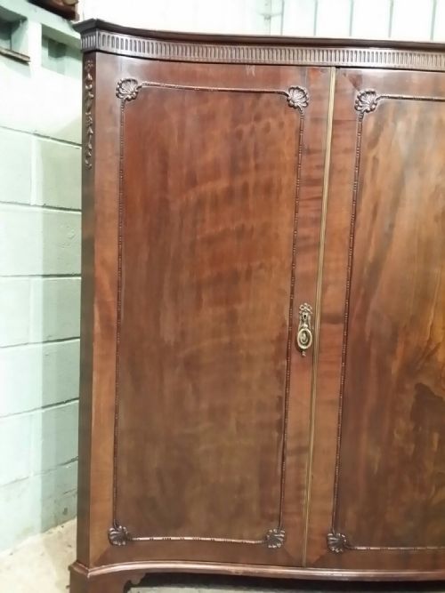 fig 1. ANTIQUE EDWARDIAN MAHOGANY CHIPPENDALE SERPENTINE DWARF TRIPLE WARDROBE C1900