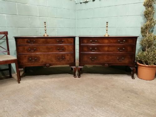 Antique Edwardian Pair of Burr Walnut Chest of Drawers C1900