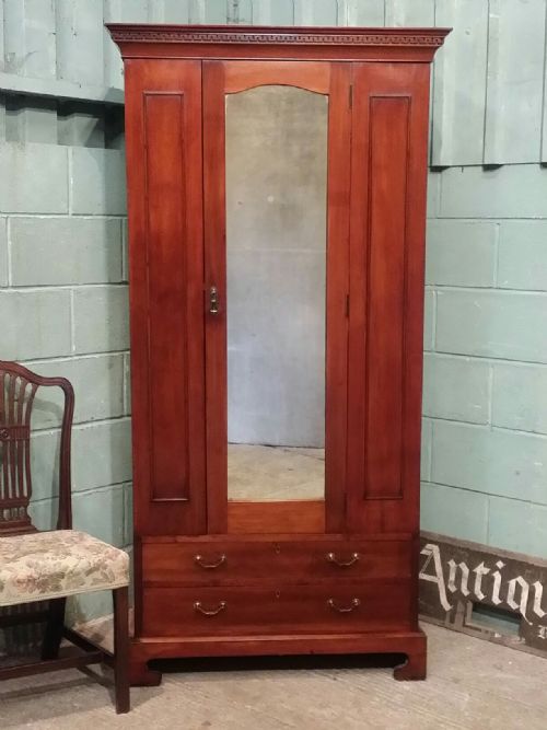 Antique Edwardian Mahogany Single Wardrobe C1900