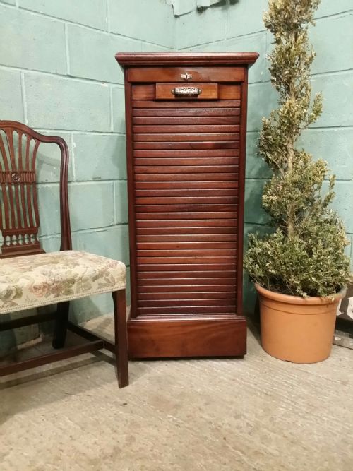 Antique Edwardian Mahogany Tambor Front Cabinet C1900