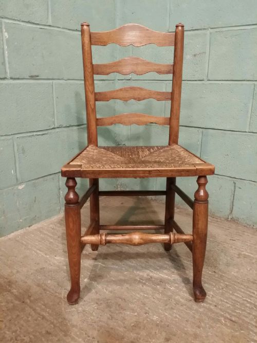 fig 1. ANTIQUE SET FOUR EARLY VICTORIAN ELM LADDER BACK COUNTRY CHAIRS C1840