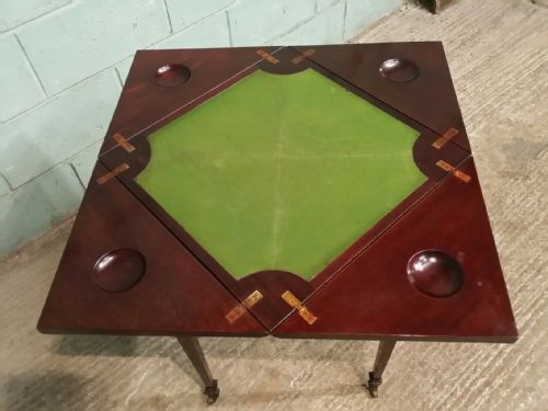 fig 2. ANTIQUE EDWARDIAN MAHOGANY BUTTERFLY TOP GAMES TABLE C1900