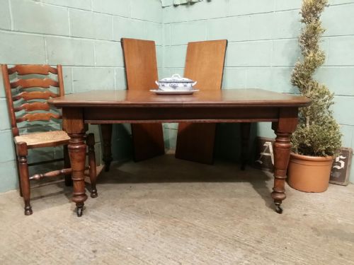 fig 1. ANTIQUE VICTORIAN OAK WIND OUT EXTENDING DINING TABLE C 1880 seats 10-12