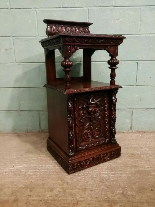 Antique Victorian Carved Oak Perdonium C1880