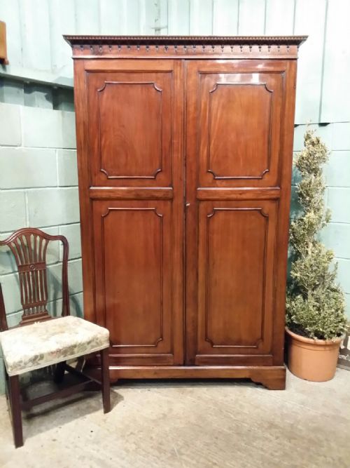 Antique Edwardian Mahogany Double Wardrobe C1900
