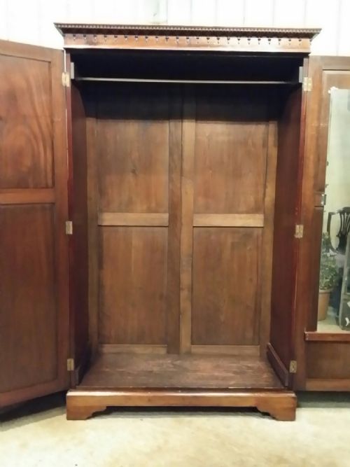 fig 1. ANTIQUE EDWARDIAN MAHOGANY DOUBLE WARDROBE C1900