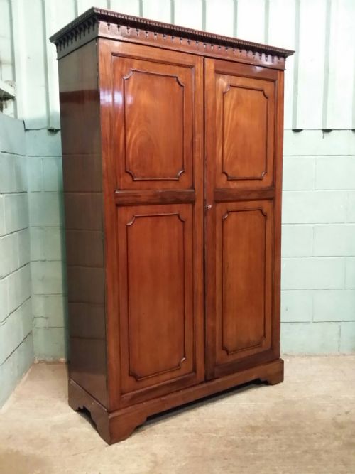 fig 2. ANTIQUE EDWARDIAN MAHOGANY DOUBLE WARDROBE C1900